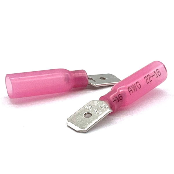 100 Pieces Red Heat Shrink Marine Grade Male Spade